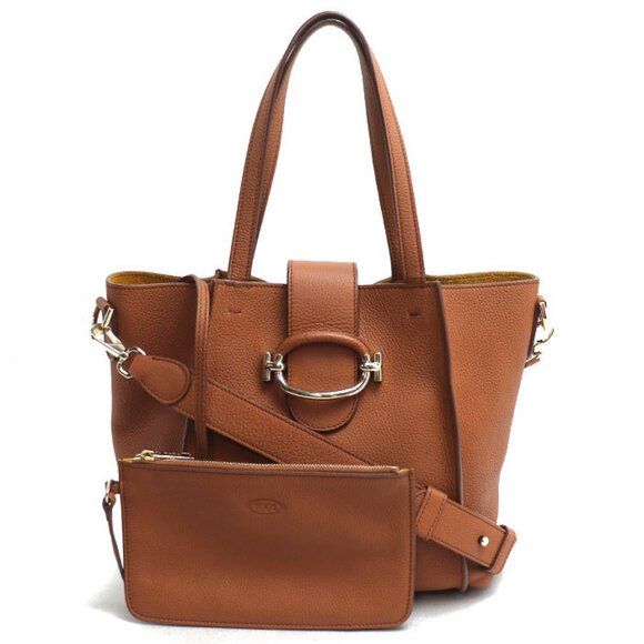 TOD'S T-Ring 2-Way Shoulder Bag Brown Women's